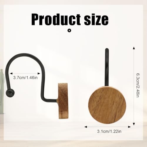 Shower Curtain Hooks, Wood Decorative Shower Curtain Rings, Modern Round Log - Image 2