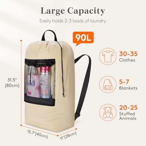 Lifewit Laundry Bag Backpack Travel - Image 2