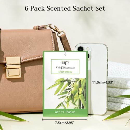 Green Bamboo Scented Sachets Bag 6 Pack - Image 2