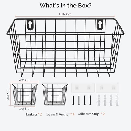 MaraFansie Hanging Kitchen Baskets Wire Storage Basket Adhesive and Screws - Image 7