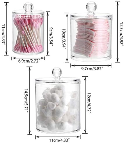 Hipiwe Set of 3 Cotton Ball and Swab Organizer Acrylic Q-Tips Jar - Image 5