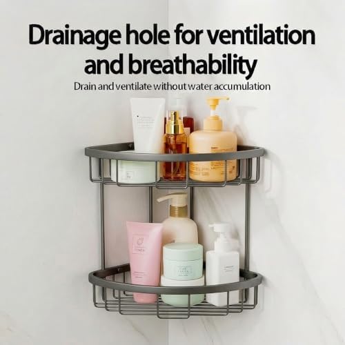 Corner Shower Caddy, 201 Stainless Steel Bathroom Shelf Organizer, Wall Mounted - Image 4