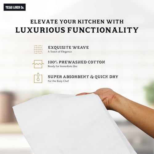 TEXAS LINEN CO. Flour Sack Towels Highly Absorbent 100% Cotton White Kitchen - Image 2