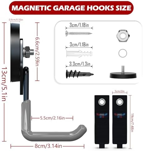 3-H Heavy Duty Magnetic Hooks, Large Magnet Hooks, 4 Pack Gray - Image 2