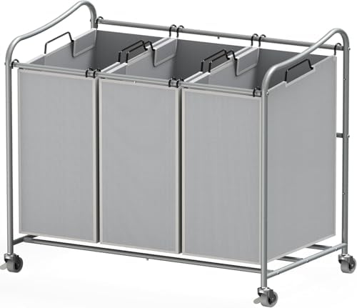 Simple Houseware Heavy Duty 3-Bag Laundry Sorter Rolling Cart by SimpleHouseware