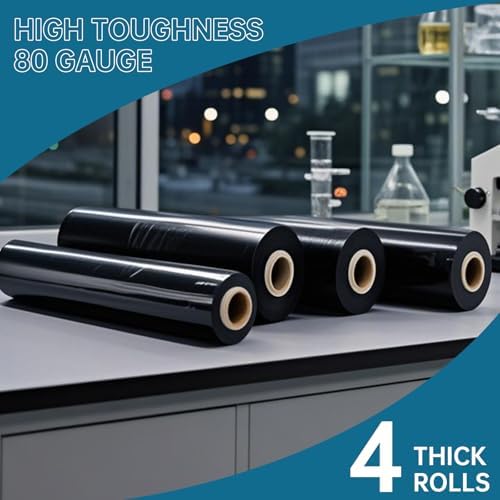 Black Plastic Shrink Wrap Roll 18 Inch 1500 Feet, Stretch Wrap 4 Pack - Image 5