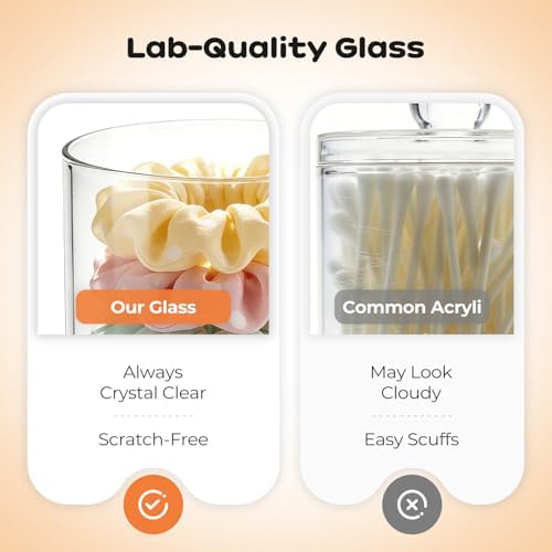 Glass Qtip Holder with Bamboo Lids, 10 oz Apothecary Jars, 2 Pack - Image 6