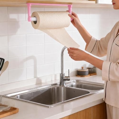 MONEER Kitchen Roll Holder Under Cabinet, Paper Towel Holder, Aluminum Alloy - Image 2