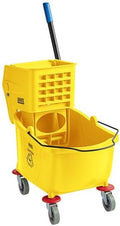 Commercial Mop Bucket with Side Press Wringer, 26 Qt Capacity, Yellow, 4 Casters