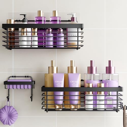 ODesign Shower Shelves Adhesive 3 Pack Stainless Steel Storage Shelve-Black by ODesign