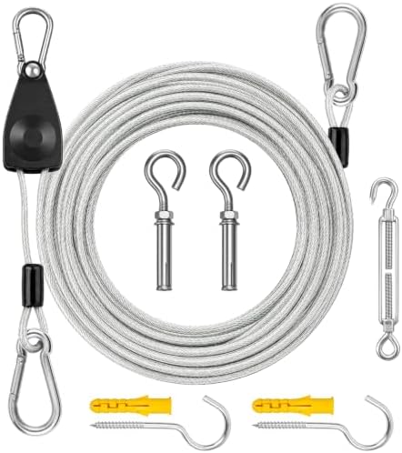 40FT Outdoor Clothesline Wire Rope System, Adjustable Steel Laundry Line by J-TECHDYNAMICS