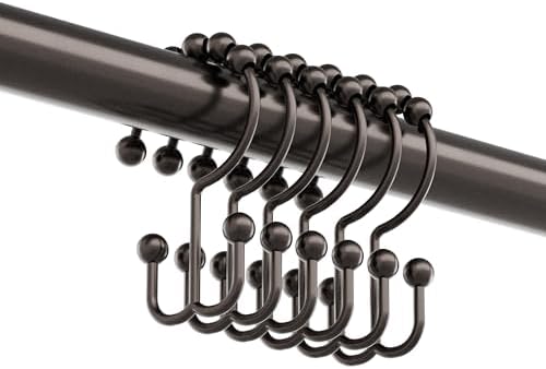 Zenna Home Metal Double Glide Shower Rings, Oil Rubbed Bronze – Set of 12 Heavy - Image 4