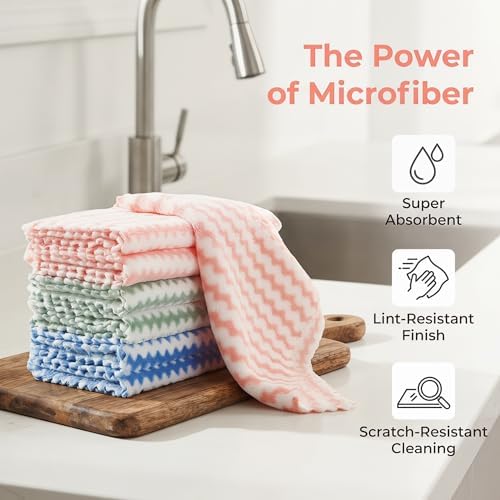 21 Pack Kitchen Towels and Dishcloths Set, Highly Absorbent Coral Fleece - Image 3