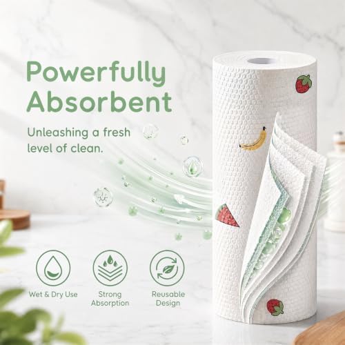 50Pcs Per Roll Reusable Cleaning Lazy Rags, Washable Wet and Dry Towels & - Image 2