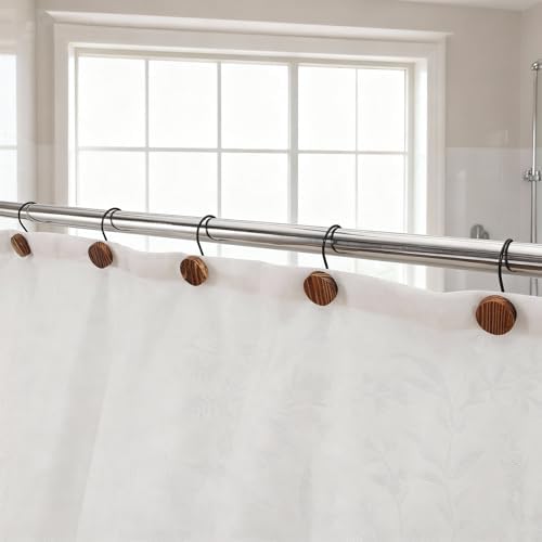Wood Shower Curtain Hooks Rust Proof, Boho Shower Curtain Hooks Decorative - Image 5