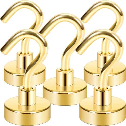 Neosmuk Magnetic Hooks Cruise Ship Essential, 30lb+ Gold, 5 Pack by Neosmuk