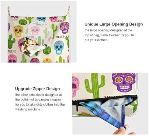 1PC Hanging Laundry Hamper Bag Over the Door Laundry Hamper Wall Hamper Large - Image 4