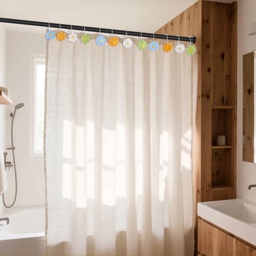Flower Shower Curtain Hooks, 12 Pack Rustproof Stainless Steel Decorative - Image 5