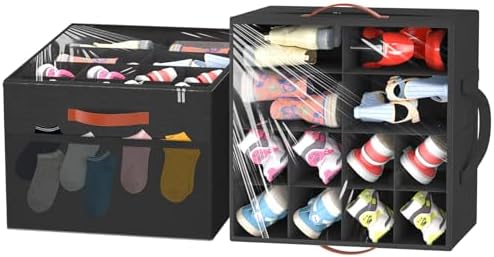 Aokeyee 2 Pack Shoe Organizer for Closet, Stackable Shoe Storage Box by Aokeyee