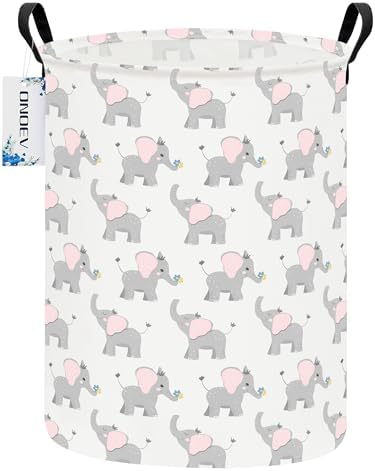 Round Elephant calf Laundry Hamper Waterproof Fabric Home Storage by ONOEV