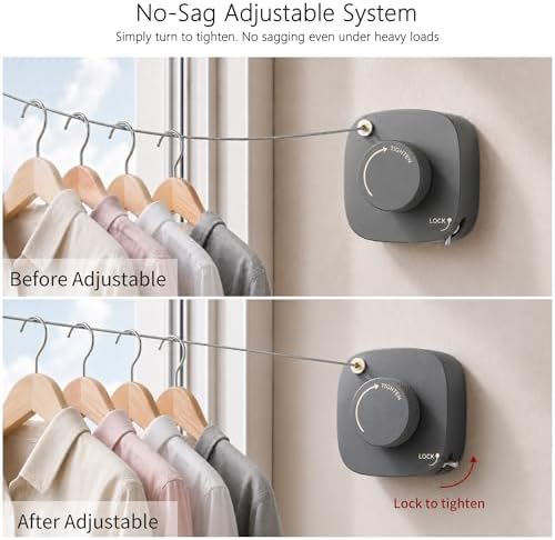 Retractable Clothesline Indoor/Outdoor, Portable Non-Sagging Wall Mounted - Image 5
