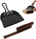 Dust Pan and Brush Set, Handheld Angled Dustpan and Wooden Broom Set, by Unknown