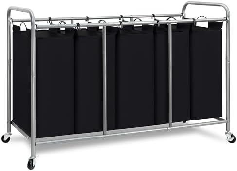 STORAGE MANIAC 5 Section Laundry Sorter, 5 Bins Rolling Separator Laundry Basket by STORAGEMANIAC
