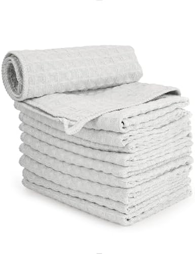 watchget Microfiber Cleaning Cloth, Barista Micro Towels 10 Pack Light Grey by watchget