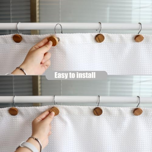 Shower Curtain Hooks, Wood Decorative Shower Curtain Rings, Modern Round Log - Image 6