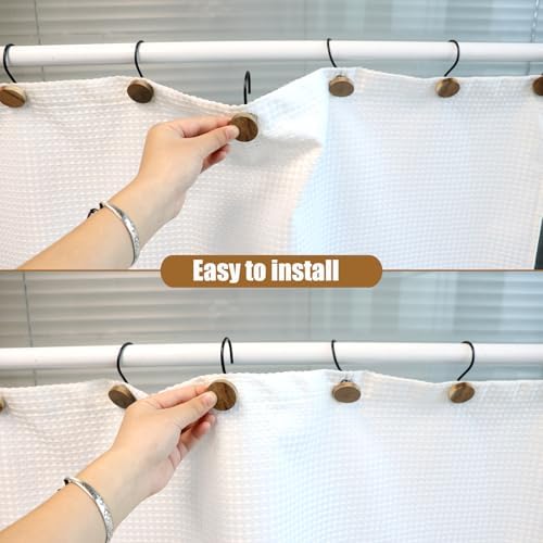 Shower Curtain Hooks, Wood Decorative Shower Curtain Rings, Modern Round Log - Image 3