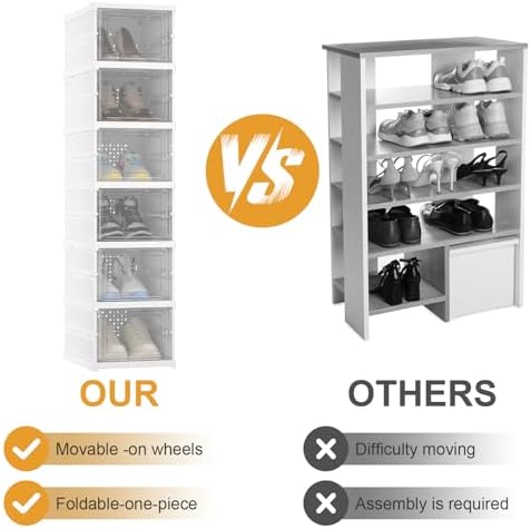 Foldable Shoe Storage Organizer, Stackable Boxes - Image 2