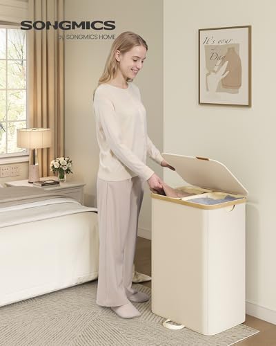 SONGMICS Laundry Hamper with Lid, 150L Laundry Basket，2 Compartments - Image 2