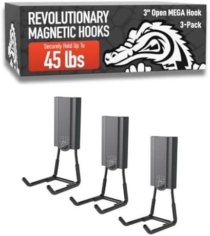 GATOR MAGNETICS MEGA 3 in Open Hooks, 45 lb Magnetic Hooks – 3 Pack by GatorMagnetics