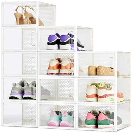 Amazon Basics Stackable and Foldable Clear Shoe Storage Organizer Box by AmazonBasics
