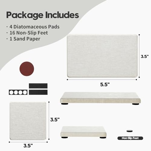 Razborci 4PCS Bathroom Sink Vanity Trays, Diatomaceous Earth Quick Stone Drying - Image 3
