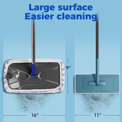 Masthome 16" Large Flat Mop, 3 Microfiber Mop Pads - Image 2