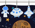 12-Piece Outer Space Galaxy Rocket Planet Shower Curtain Hooks by CTOHN