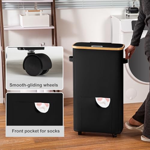 Vincona Laundry Basket with Wheels, Tall Dirty Clothes Hamper on Wheels - Image 4