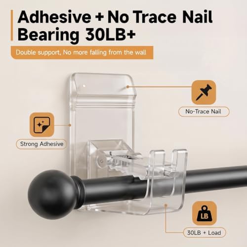 Universal Heavy Duty Curtain Rod Brackets, No Drill Curtain Rod Brackets - Image 5