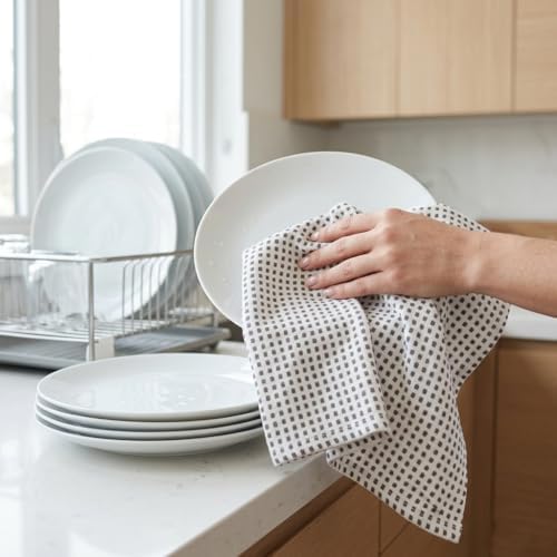 Urban Villa Kitchen Towels Cotton Dish Towels 20”x30” Grey White - Image 5