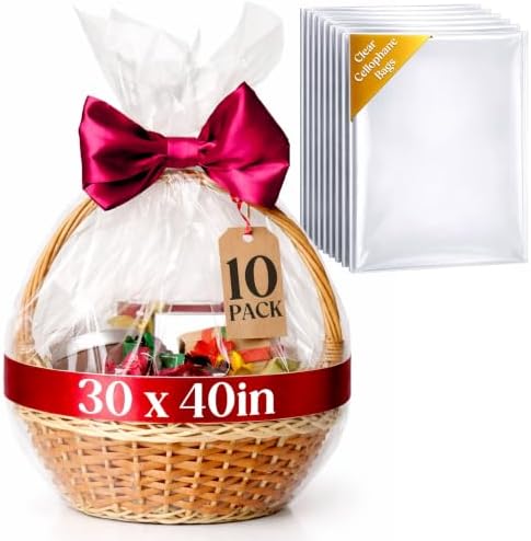 volila 10 Pack Extra Large Cellophane Bags 30x40 Inches, Cellophane Wrap by volila