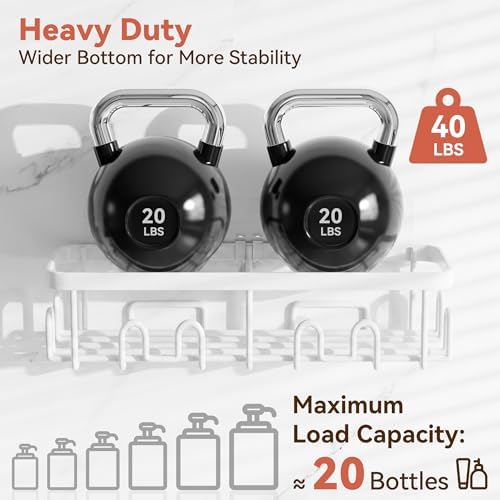 YASONIC Shower Caddy Adhesive, Rustproof Shower Organizer, Wall Shower Rack - Image 4