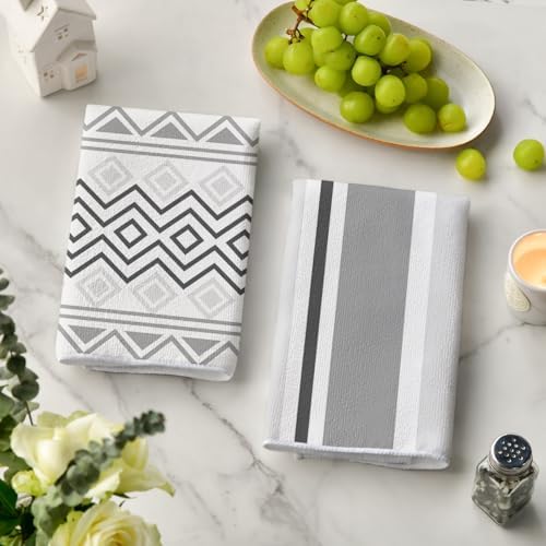 Artoid Mode Grey Home Sweet Home Stripes Boho Spring Kitchen Towels Dish Towels - Image 3