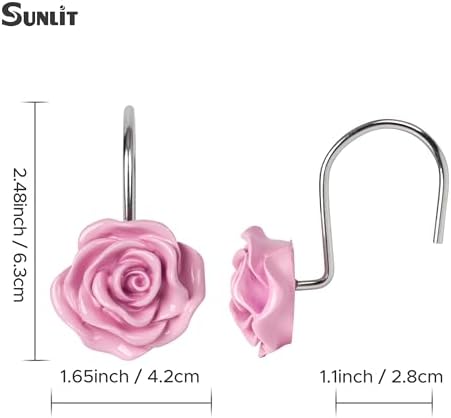 Sunlit Rose Shower Curtain Hooks, Home Decorative Flower Shower Curtain Rings - Image 3