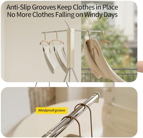 BIREN Foldable Clothes Drying Rack Tripod Clothes Rack Heavy Duty Clothing - Image 5