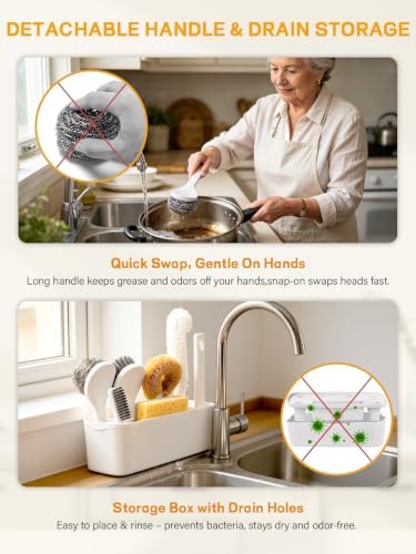 7 Pack Kitchen Cleaning Dish Brush Set - Image 3
