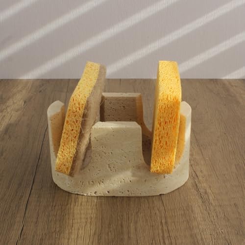 Nawgnail Natural Travertine Marble 2-Slot Sponge Holder - Image 6