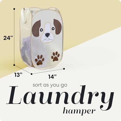 Pop Up Laundry Hamper, Cute Puppy 71L Collapsible Mesh Basket - Image 2