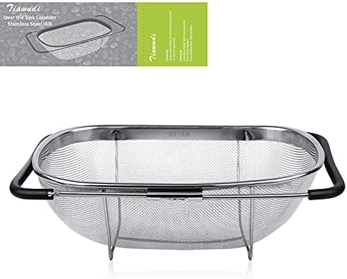 Tiawudi 6-Quart Large Over The Sink Colander, Heavy Duty 40% Thicker 18/8 by Tiawudi