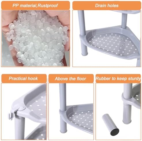 3 Tier Shower Caddy Corner, Plastic Shower Shelf Organizer - Image 5